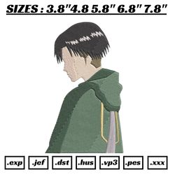 levi embroidery design file, levi anime inspired embroidery design file, machine embroidery design, anime embroidery