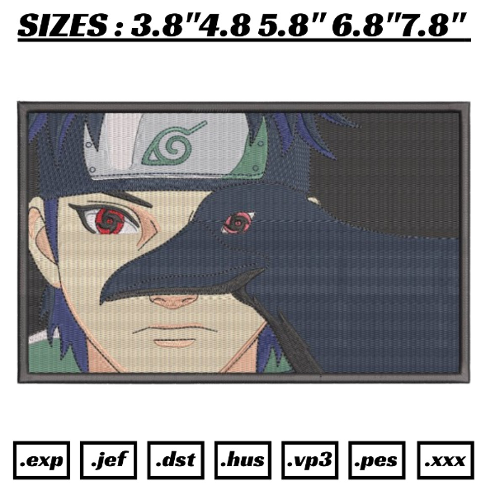 Uchiha Shisui Embroidery Design File, Naruto Anime Embroidery Design, Anime Pes Design Brother, Machine embroidery file.png