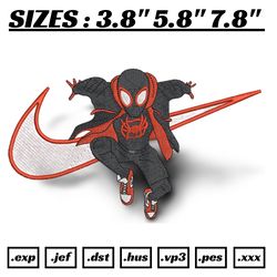 nike black spiderman embroidery design file pes, anime embroidery design, machine embroidery pattern, swoosh embroidery