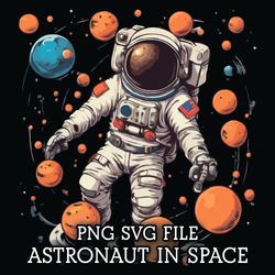Astronaut in Space 8 PNG SVG Digital Download File