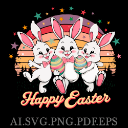 EASTER TRIO BANNY'S 4 DIGITAL DOWNLOAD FILES AI.PNG.SVG.PDF.EPS FILES