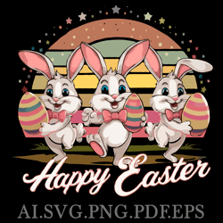 EASTER TRIO BANNY'S 5 DIGITAL DOWNLOAD FILES AI.PNG.SVG.PDF.EPS FILES