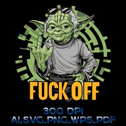 Master Yoda Shows The Middle Finger 9 Digital Files Ai.SVG.PNG.EPS.PDF