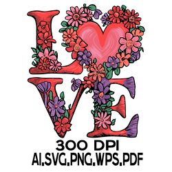 Word Love Floral 2 Digital FIle AI.SVG.PNG.EPS.PDF