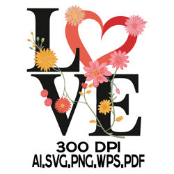 Word Love Floral 9 Digital FIle AI.SVG.PNG.EPS.PDF