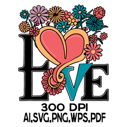 Word Love Floral 10 Digital FIle AI.SVG.PNG.EPS.PDF