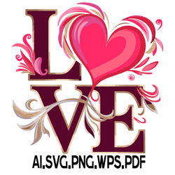 Word Love Floral 11 Digital FIle AI.SVG.PNG.EPS.PDF