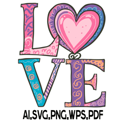 Word Love Floral 12 Digital FIle AI.SVG.PNG.EPS.PDF
