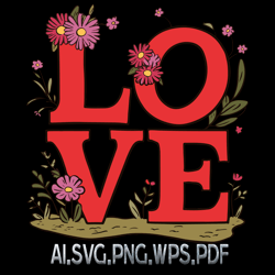 Word Love Floral 15 Digital FIle AI.SVG.PNG.EPS.PDF