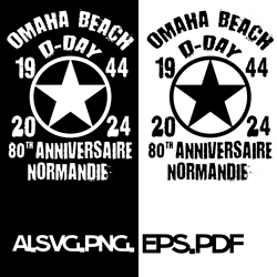 d-day omaha beach 1944-2024 80th anniversaire normandy 2 digital file ai.png.eps.pdf.svg files