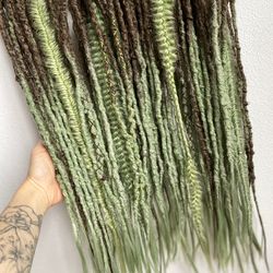 Brown to Forest green ombre De dreads Synthetic dreadlock extensions, Ready to ship