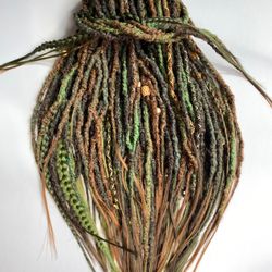 Forest green and copper De Se synthetic crochet dreadlocks Faux locs Fake dreads Hair extensions