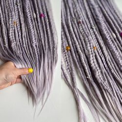 Lilac Synthetic De Se dreadlocks and braids, faux dreads, fake dreads, purple dreads extensions, lavender pastel dreads