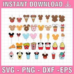 40 snack svg png dxf eps pdf files for cricut or silhouette clipart, snackgoal svg, drinks and foods svg magical kingdom