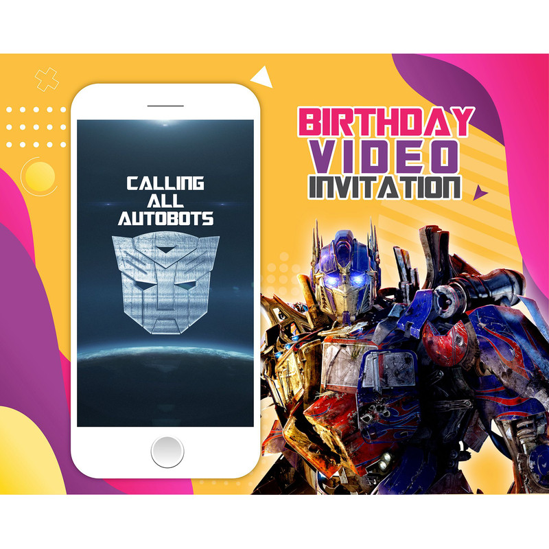 Transformers birthday party video invitation Optimus Prime Digital Animated Video Invite For Mobile