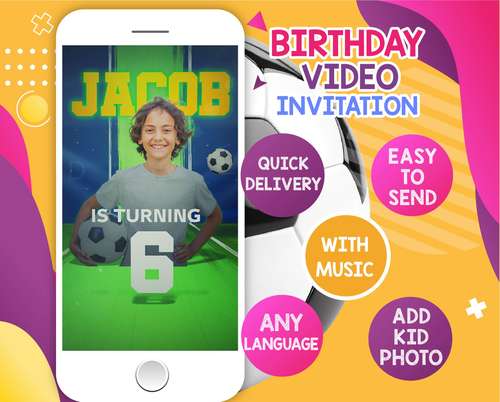 Real Madrid Video Birthday Invitation, Soccer Animated Invitation, Football Invitation, Digital Video Invite For Mobile