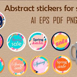 Abstract stickers for sales.