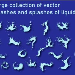 Large collection of vector splashes and splashes of liquid