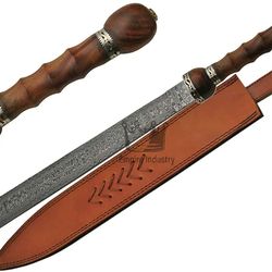 Hand Forged Damascus Steel 32 Inch Hunting Sword Roman Gladius Dark Age Sword Viking Sword With Sheath Historic Sword