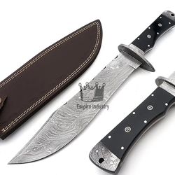 Handmade Damascus Steel Full Tang Hunting Bowie Knife With Sheath Fixed Blade Camping Knife Hunting Bowie Combat Knife