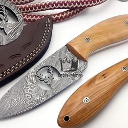 Handmade Damascus Steel Full Tang Hunting Bowie Knife With Sheath Fixed Blade Camping Knife Hunting Bowie SMALL BOWIE