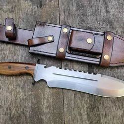 Handmade High Carbon Steel Full Tang Hunting Bowie With Sheath Fixed Blade Gift Survival Knife Medieval Sword