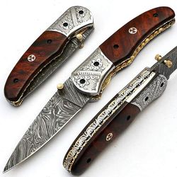 Handmade Damascus Steel Folding Knife Pocket Camping Knife With Sheath Fixed Blade Gift Survival Knife Medieval Swords