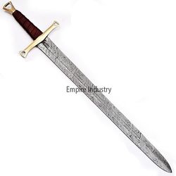 Handmade Damascus Steel Viking Double Edge Roman Gladius Sword With Sheath Fixed Blade Survival Knife Medieval Swords