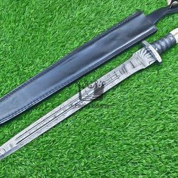Empire Custom Handmade Damascus Steel Double Edge Medieval Sword Fixed Blade Hunting Sword Straight Edge Gift For Him
