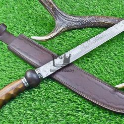 Empire Custom Handmade Damascus Steel 30 Inch Combat Sword Fixed Blade Hunting Sword Straight Edge Gift For Him