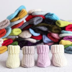 Newborn merino socks , Baby hand knit booties, Soft infant leg warmers