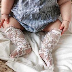 Girl lace socks, Infant knee socks, Floral ballerina socks, Flower girl socks, Toddler fashion socks, Girl shower gift