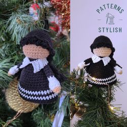 Crochet Pattern for Wednesday Angel - Ideal for Christmas Tree Topper or Ornament