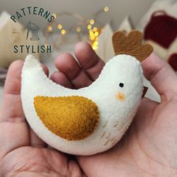 DIY Felt Plushie Chicken - Sewing PDF Pattern for Handmade DIY Decor