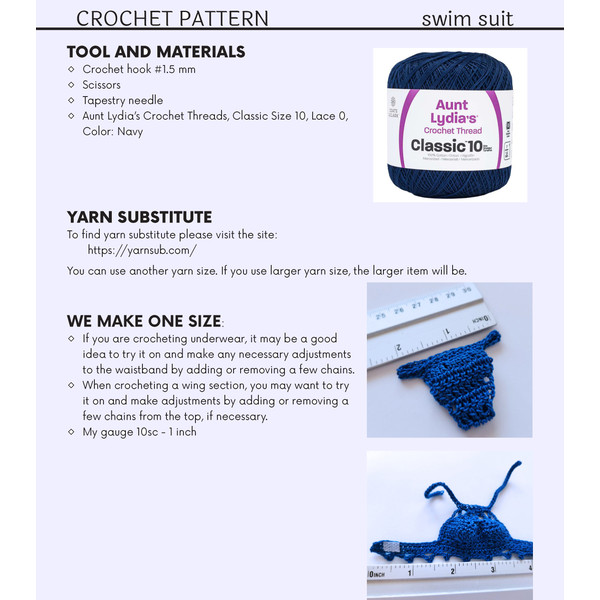 Doll fashion crochet pattern for swimwear.