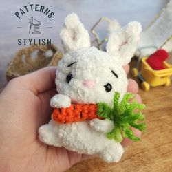 Low Sew Bunny Crochet Pattern - Mini Plush Amigurumi for Easter Home Decor or Gift