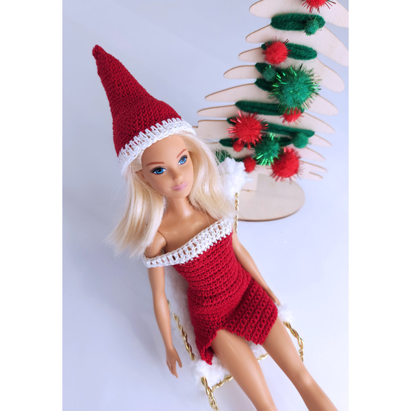 Create Your Own Barbie Christmas Outfit: Santa Hat and Dress Crochet Pattern