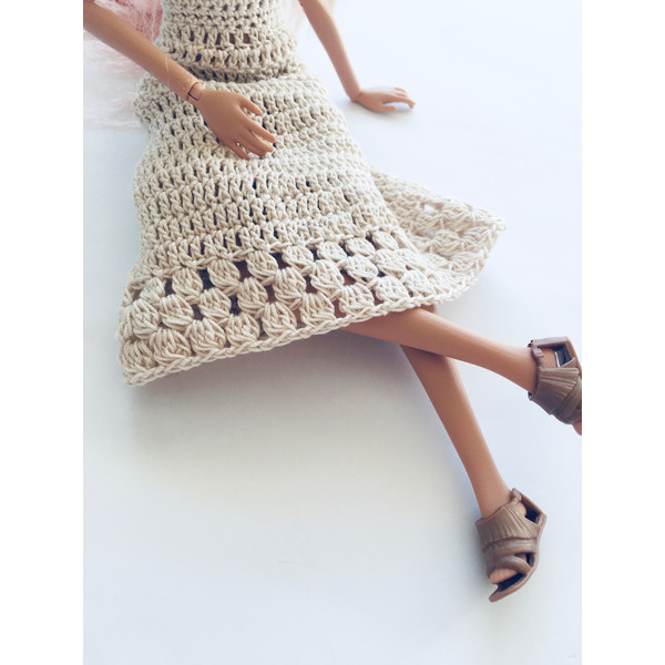 Crochet cocktail dress and hat for Barbie