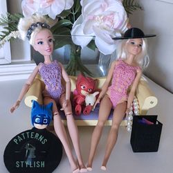 Crochet Pattern suitable for Barbie, Stylish Swimsuit for Dolls