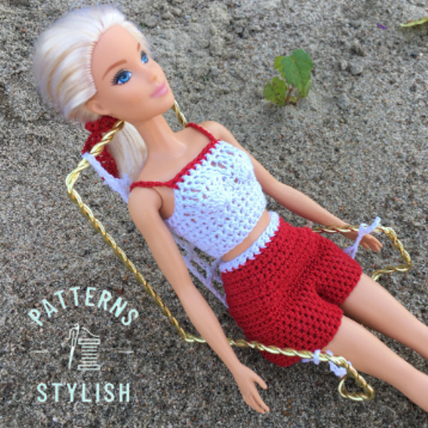 Barbie doll top and shorts crochet pattern