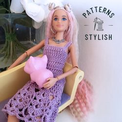 Stylish Lace Sundress Crochet Pattern suitable for Barbie - DIY Fashion for Dolls