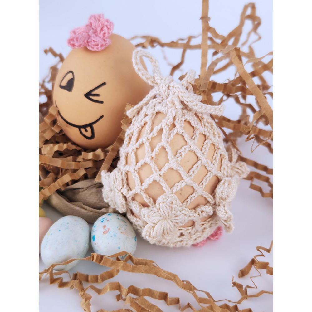 Festive crochet egg decor