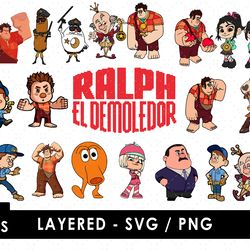 wreck it ralph svg files, wreck it ralph png files, vector png images, svg cut file for cricut, clipart bundle pack