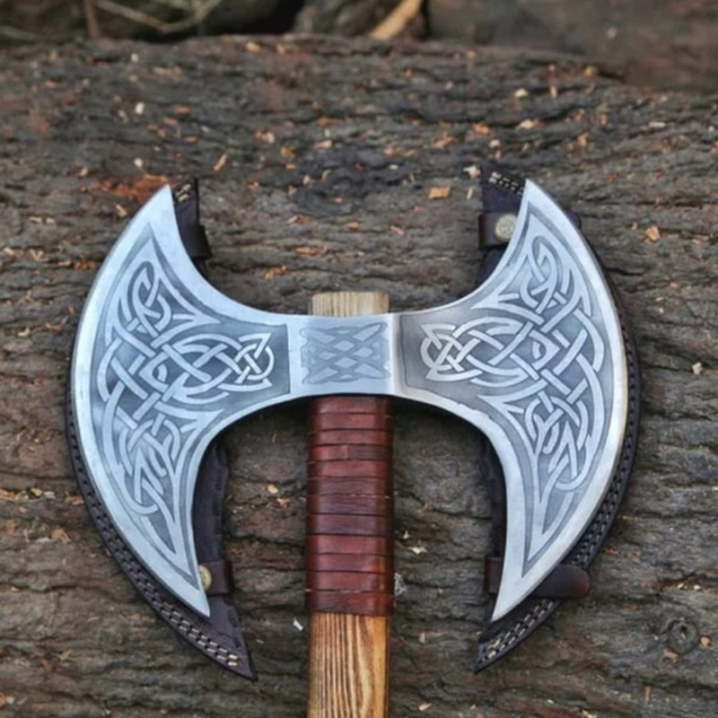Handmade Double headed Steel Tomahawk Axe Hatchet Hunting Axe (4).jpg