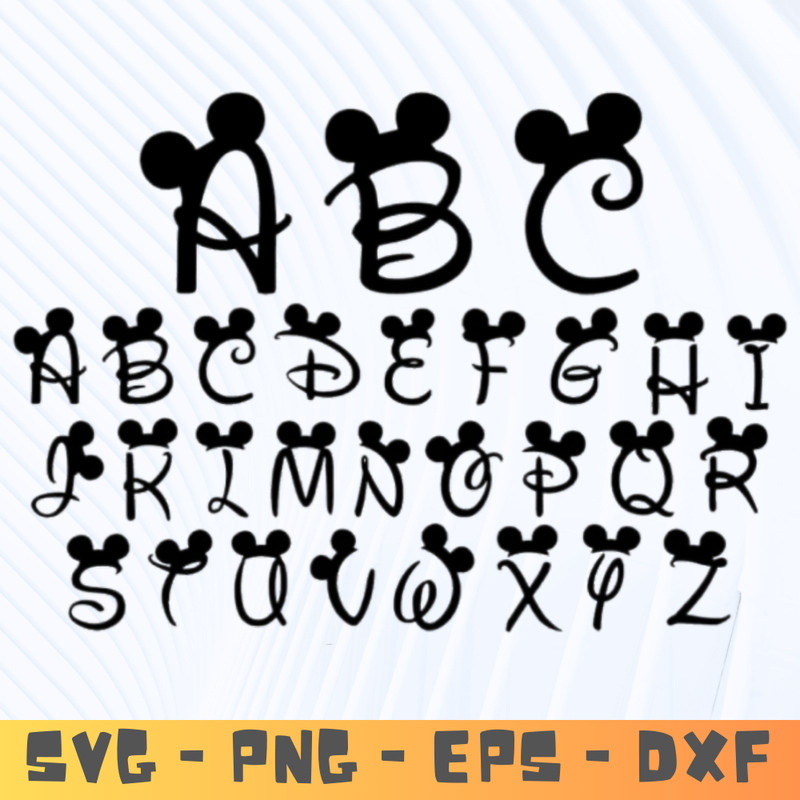 Mickey Themed Font Bundle  26 Letters SVG Set  Fun Mickey Mouse Alphabet Font  Digital Downloadable Font Set 0
