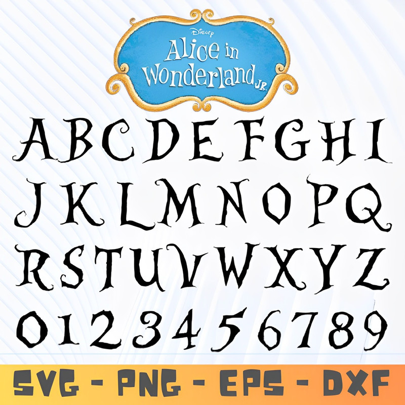 Alice In Wonderland Alphabet SVG Mouse Font SVG Letters SVG Customisable Gift Svg Vinyl Cut File Download File 0