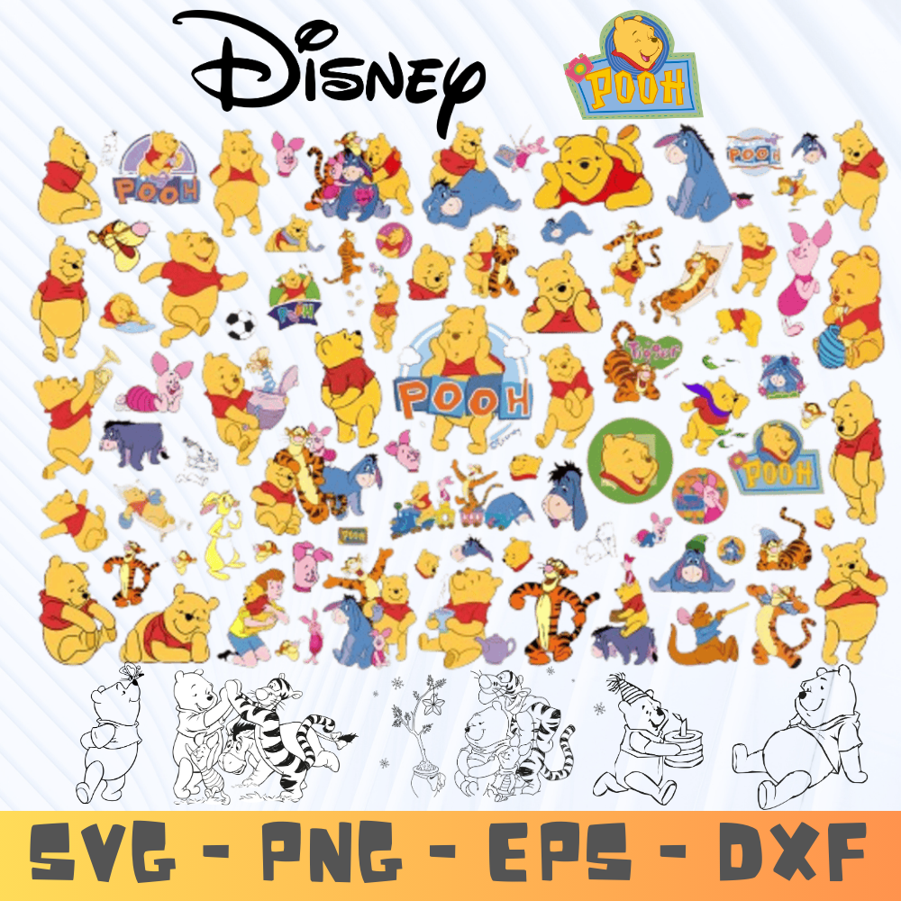 Winnie The Pooh SVG Bundle Tigger Png Eeyore Svg Files For Cricut And Silhouette Piglet Svg Clipart Digital Download 0