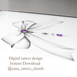 Bow Tattoo Design Bows Tattoo ideas Sketch, Instant download JPG, PDF, PNG