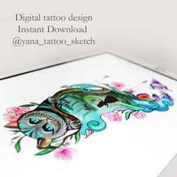 Cheshire Cat Tattoo Designs Idea Color Alice In Wonderland Tattoo Sketch Stencil, Instant download PDF, JPG, PNG