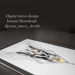 Anubis Tattoo Design Egyptian God Anubis Tattoo Drawing Sketch Ideas, Instant download JPG, PNG
